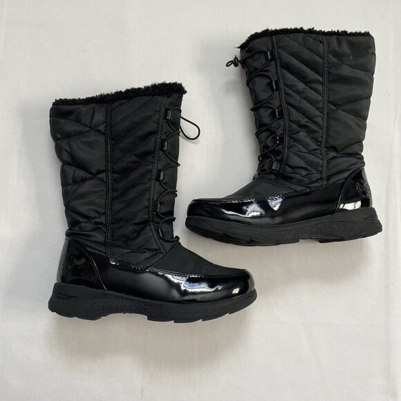 Totes Black Sherpa Lined Winter Boots Size 4 - Picture 2 of 10